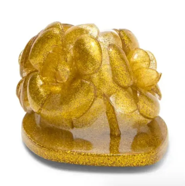 NEW JEFFREY CAMPBELL Fleuris Jelly Flip Flop In Gold Glitter - Image 3