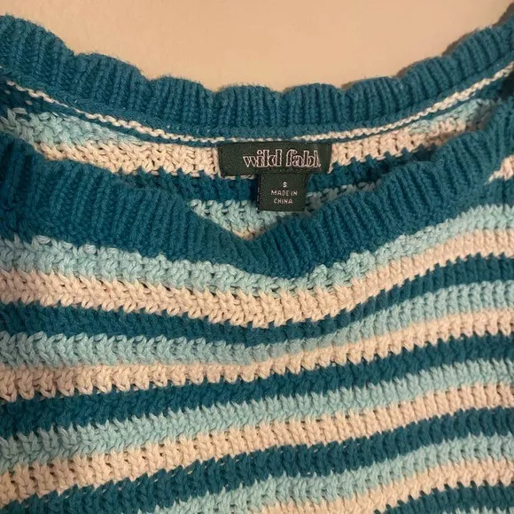 Wild Fable Crochet Blue Striped Crop Top - Image 2
