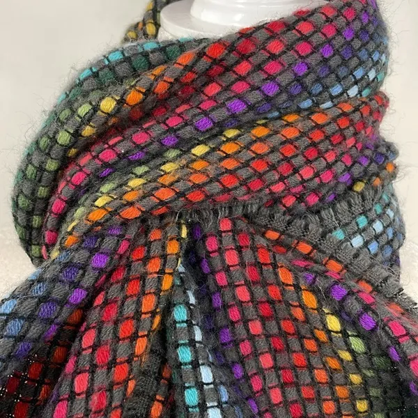 Merona Scarf Rectangular Rainbow Weave Warm Soft - Image 5