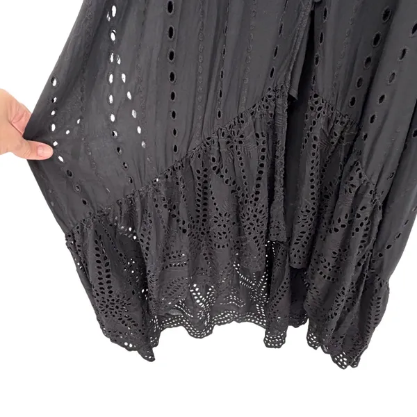 YFB Young Fabulous & Broke Black Eyelet Maxi Dress Boho Button Front S - Image 3