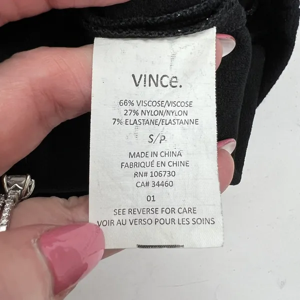 Vince Small Sheath Dress Black Sleeveless Ponte Knit Exposed Zip LBD Minimalist - Image 9