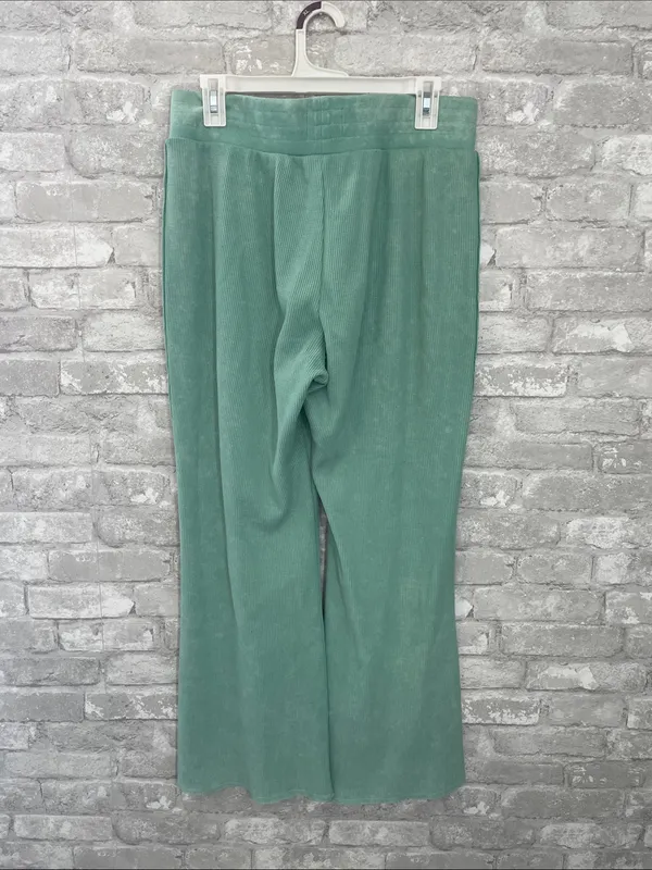 Sundry Waffle Knit Wide Leg Pants - Washed Mint Green - Image 2