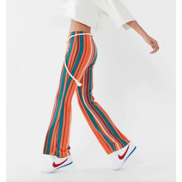 Urban Outfitters Bali Multi-color Striped Low-Rise boho Flare Stretch Pant Si… - Image 3