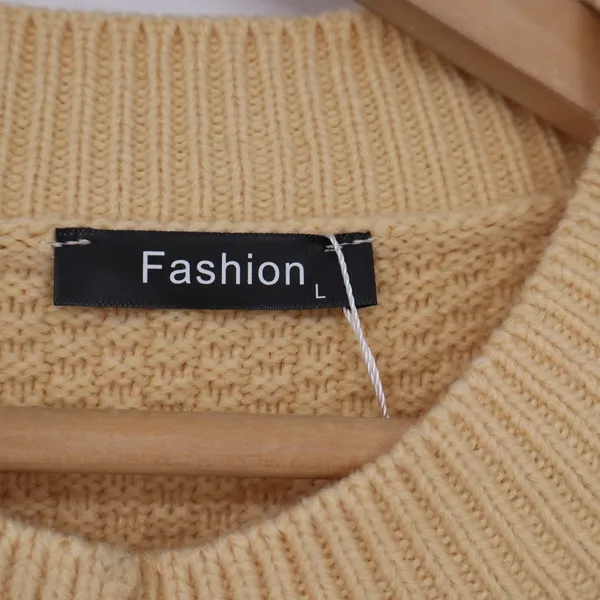 Fashion Women Yellow Textured Knit Button Front Cardigan Sweater L - Image 3