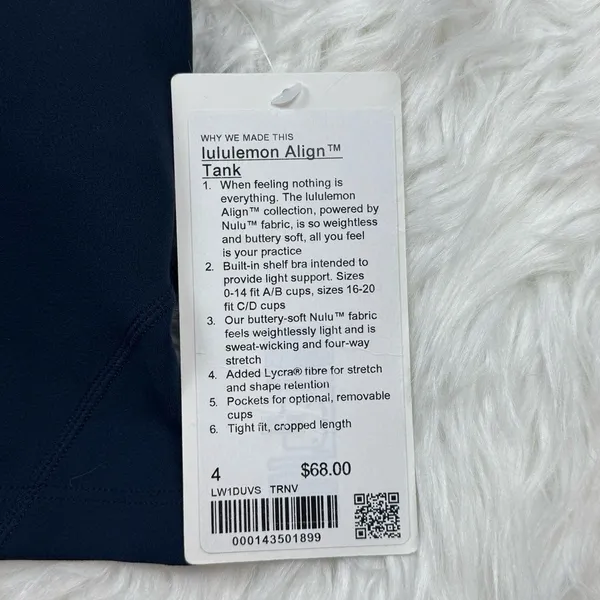 Lululemon Align Cropped Tank Top True Navy Size 4 W1DUVS - Image 7