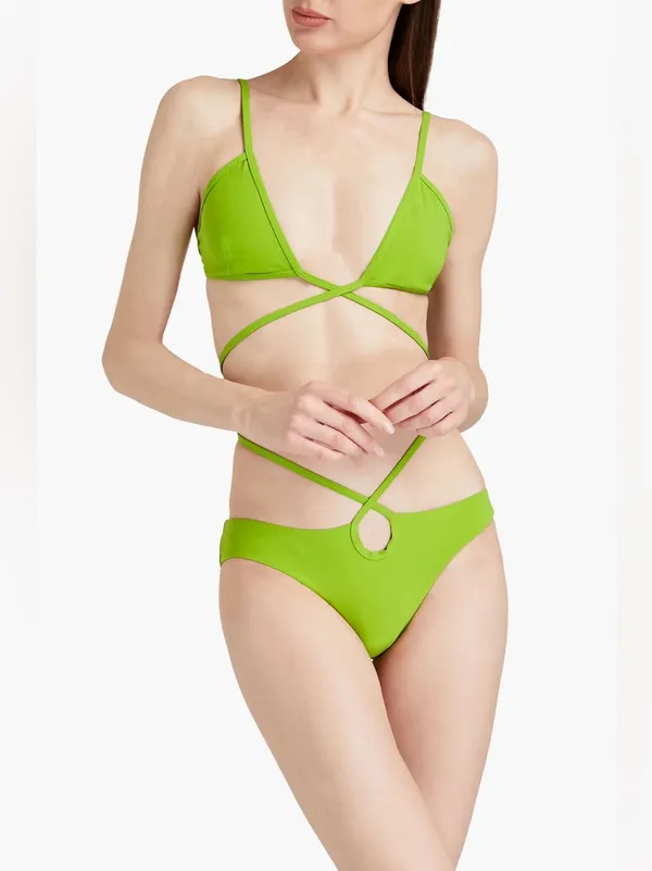 CHRISTOPHER ESBER Looped Tie cutout low-rise bikini briefs Bright green UK 6 - Image 2