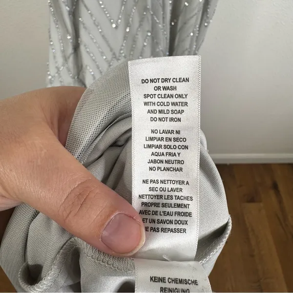 BHLDN NWT Light‎ Gray Chevron Beaded Gown Size 2 - Image 9