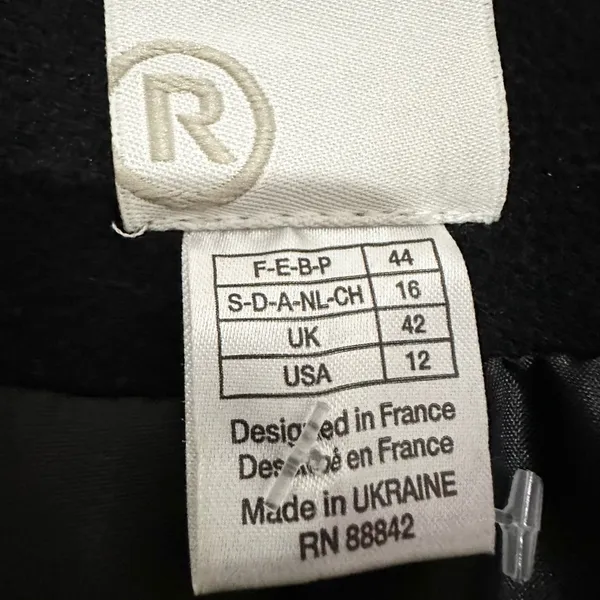 Wool blend black coat jacket minimalist full zip collared long coat size 12 - Image 2