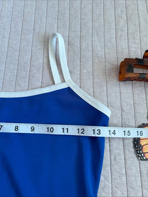Cupshe NWT royal blue white ringer swim tank top S - Image 3