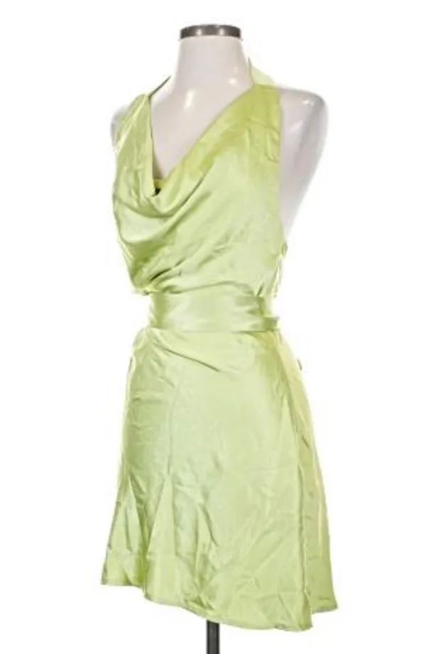 SNDYS revolve green cowl neck halter mini dress - Image 3