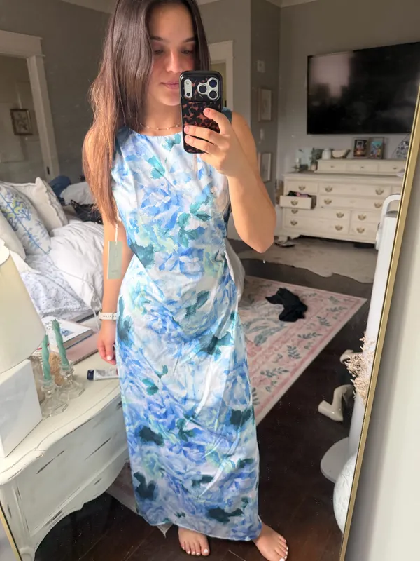 Blue silk dress wedding guest - Image 2