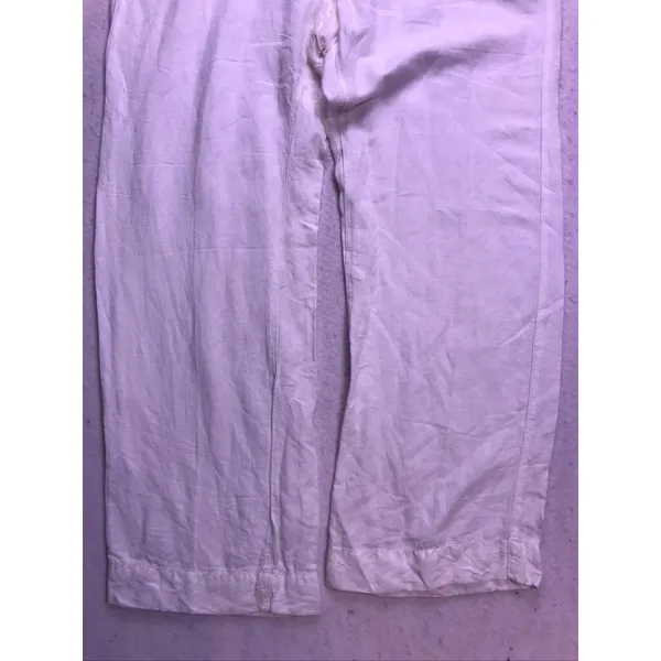 Tommy Hilfiger Linen Rayon Pants Womens 14 White Wide Leg Beach - Image 3