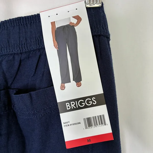 Briggs Navy Blue Linen Blend Pants High Rise Straight Leg NWT Womens Medium - Image 7