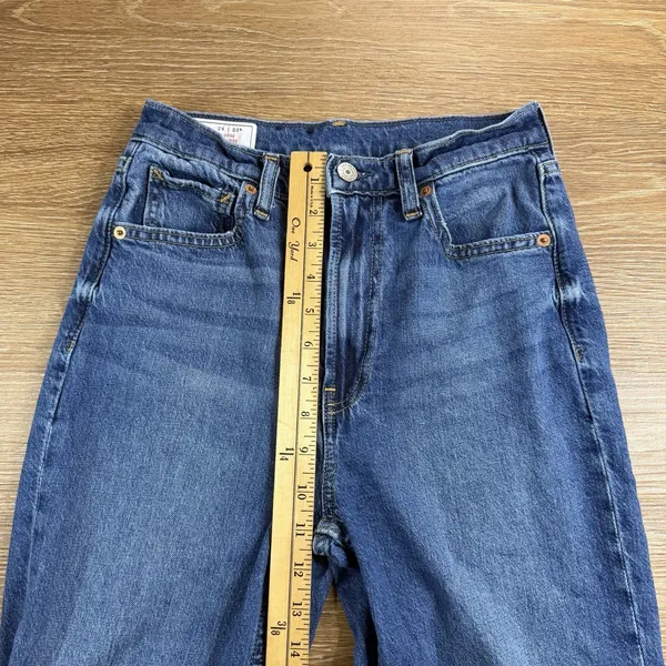 GAP Loose High Rise Jeans Womens 24 00R Blue Medium Wash Straight Leg Stretch - Image 9