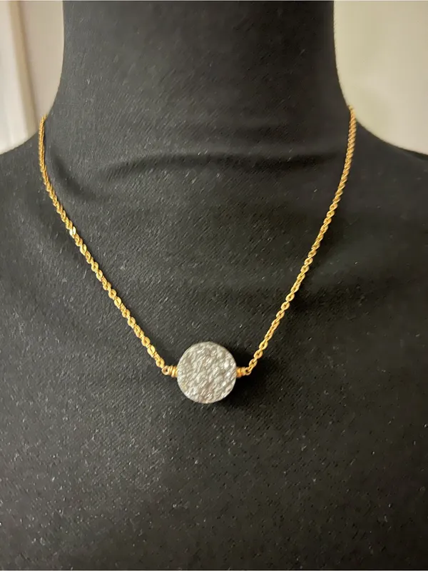 Bourbon and Bowties Gold Chain Necklace and Ring with Silver Druzy Discs - Image 2