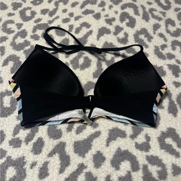 PINK Victoria's Secret Black Multicolor Bikini Top - Image 2
