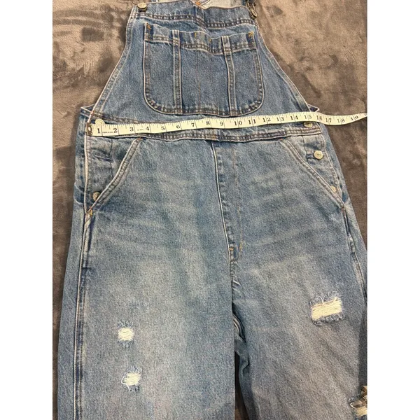 Abercrombie & Fitch Overalls Womens Blue Distressed Denim M - Image 4