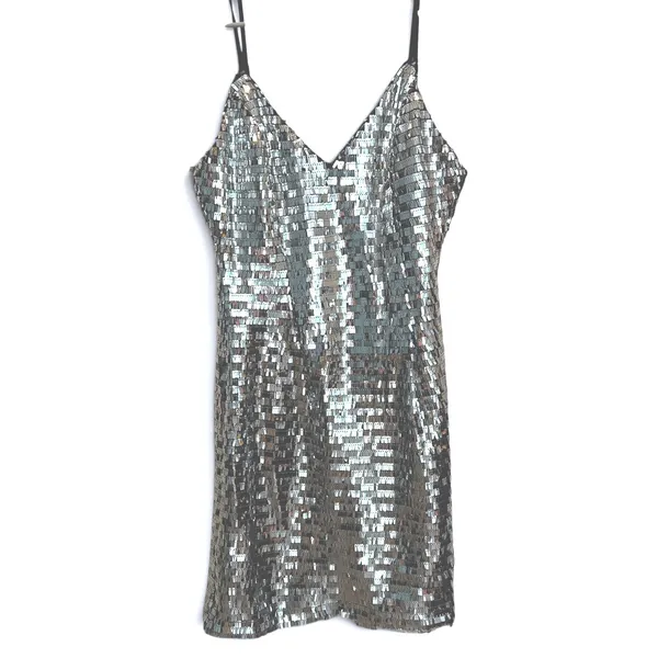 Lulus Exceptional Dazzle Dress Women’s M Silver Sequin Bodycon Mini Cocktail - Image 4