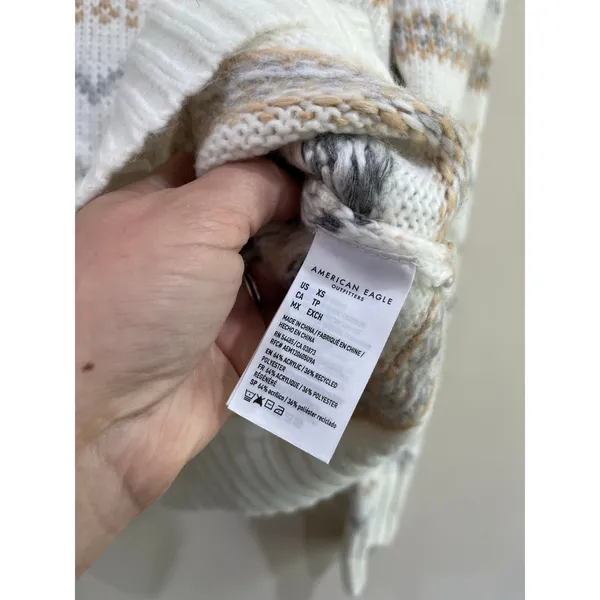 American Eagle Fair Isle Nordic Cozy Cabin Core Winter Sweater Size XS - Image 7