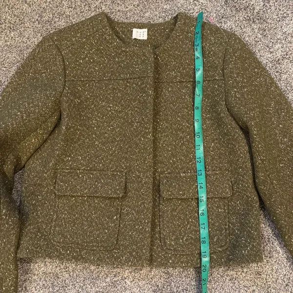 A New Day Green Gold Metallic Speckled Tweed Blazer Jacket - Image 7