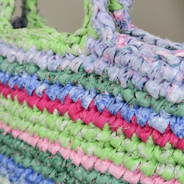 Handmade Colorful Woven Rag Rug Boho Handbag - Image 4