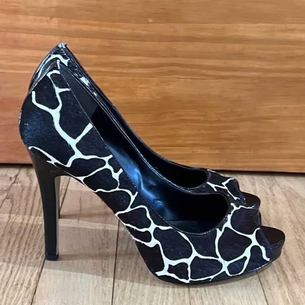Nine West Animal Print Peep Toe High Heel Pumps - Image 3