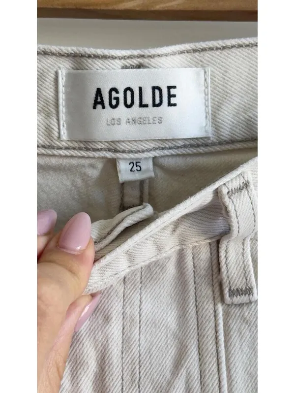 AGOLDE Cooper Cargo Pants 25 Ecru Organic Cotton High Rise Utility Denim - Image 5