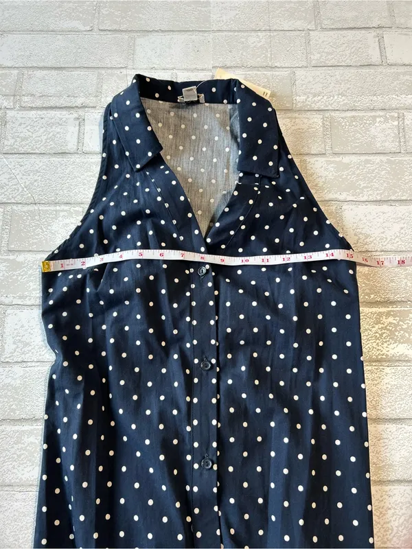 Anthropologie Maeve Polka Dot Navy Halter Midi Dress Size S - Image 10