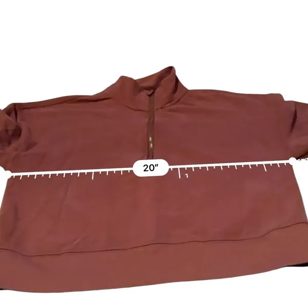 Fabletics Quarter Zip Sweatshirt Womens M Rust Terracotta‎ Cropped French Terry - Image 5