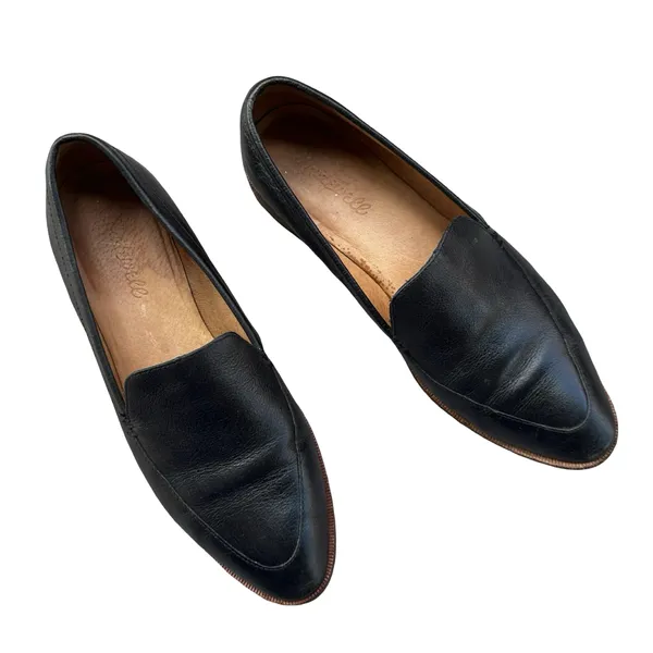Madewell Black Leather Almond Toe Loafers Size 6.5 Preppy Office - Image 2