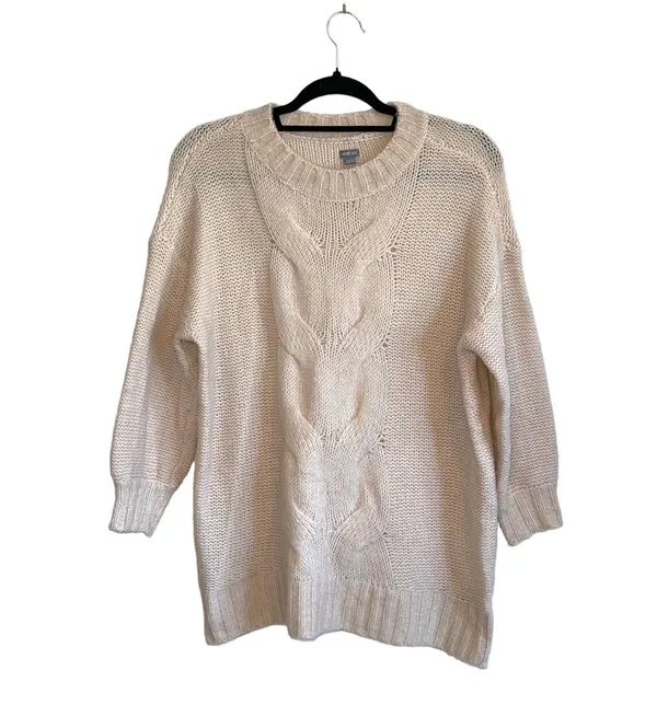 Aerie Cream Soft Chunky Knit Oversized Pullover Sweater - Image 2