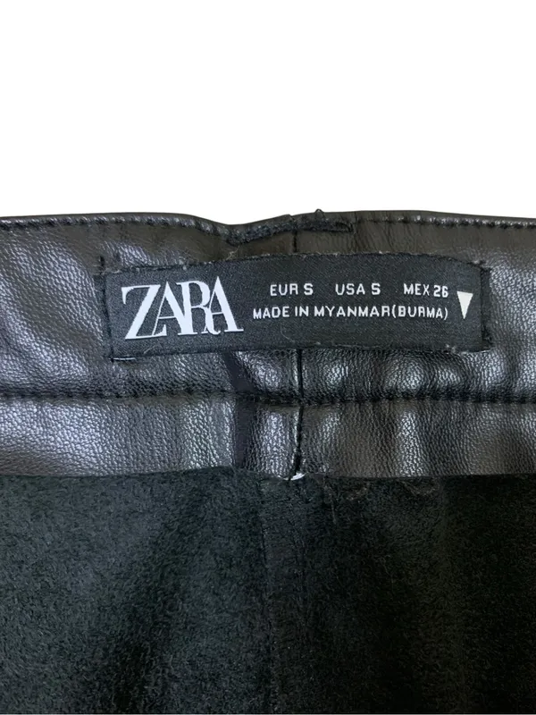 Zara Black Faux Leather Moto Biker Flare Pants Y2K Edgy Streetwear S - Image 2