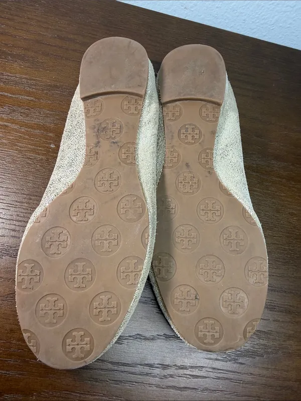 Tory Burch Gold Glitter Reva Logo Ballet Flats - Image 4