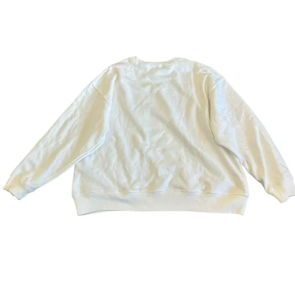 Gap Oversized Pullover Sweatshirt Sweater White Gold Silver Logo Stretch Size XL - Image 7