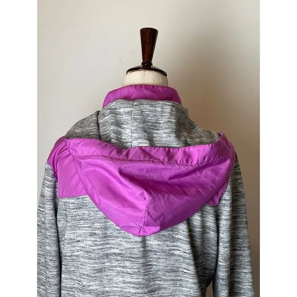 PINK Victoria's Secret Sweatshirt Women XS Purple Gray‎ Hooded Half Zip Retro - Image 7