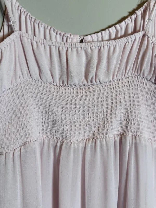 Aritzia Wilfred Genoa Midi Dress Women's Medium Baby Pink Chiffon Formal Wedding - Image 13