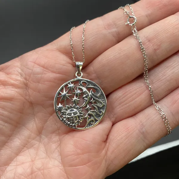 Elements Celestial Sterling Silver Pendant On Sterling Silver Cable Chain - Image 4