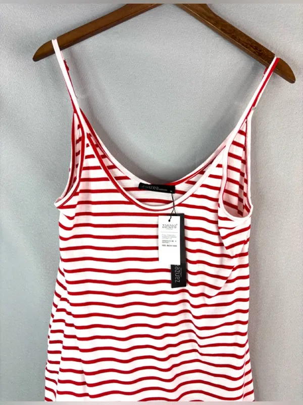 Zanzea M Red and White Striped Sleeveless Maxi Dress NEW - Image 4