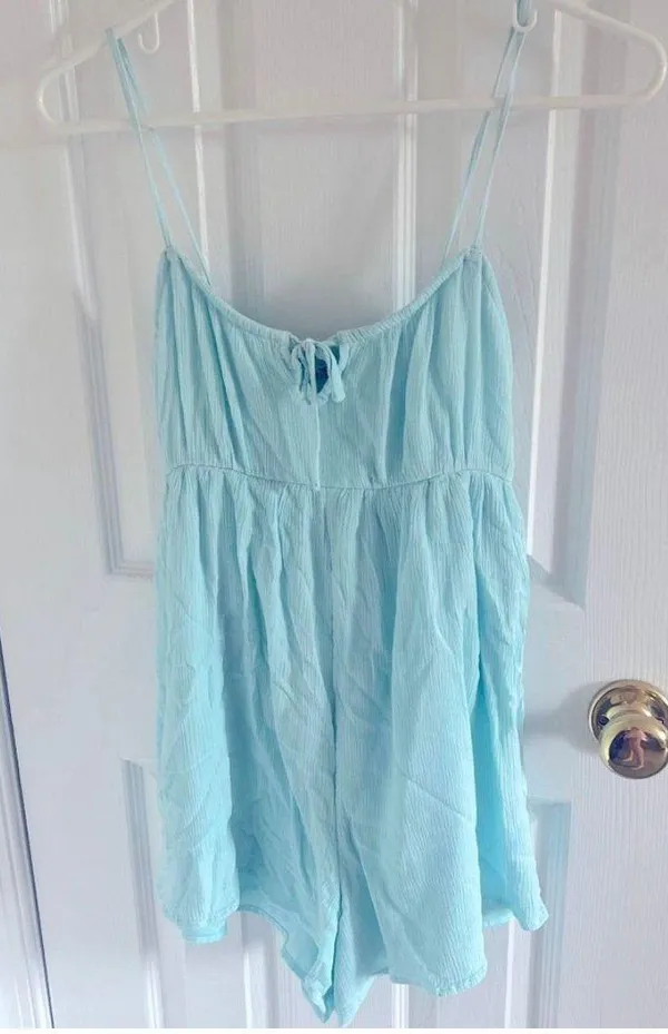 Gauze Spaghetti Strap Romper - Image 3