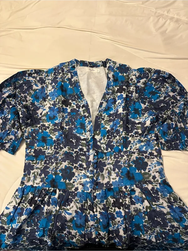 Farylina Floral Blue V-Neck Front Slit Maxi Dress - NWOT - Size XL - Image 6