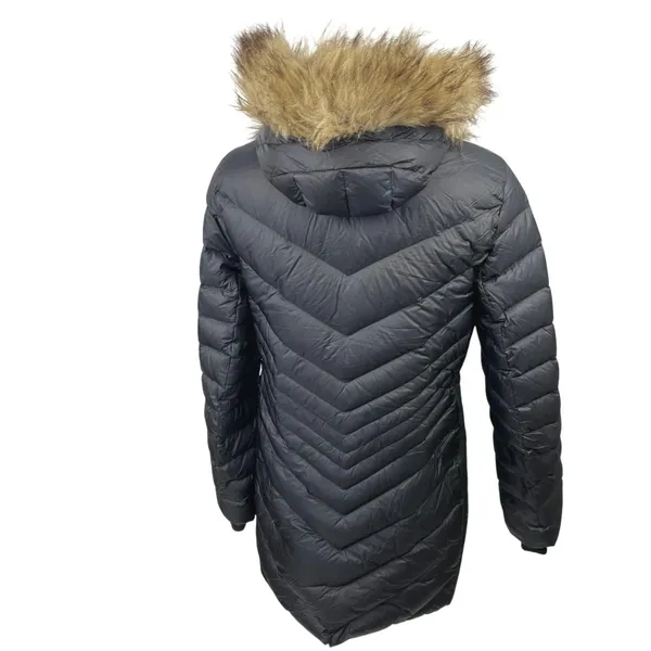 Abercrombie & Fitch Women's Black Fur Hooded Button Parka Puffer Coat Jacket S - Image 2