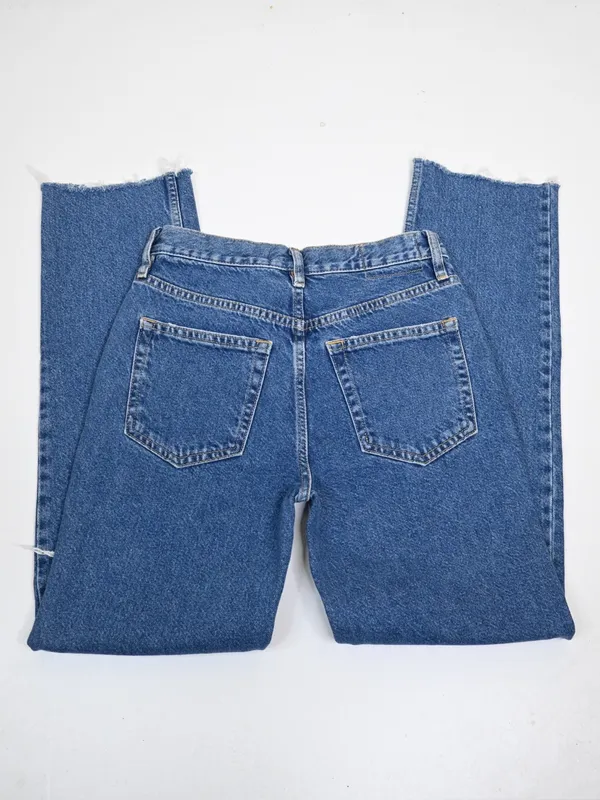 We the Free Women's 24 Distressed Straight Leg Raw Hem Button Fly Jean - Image 5
