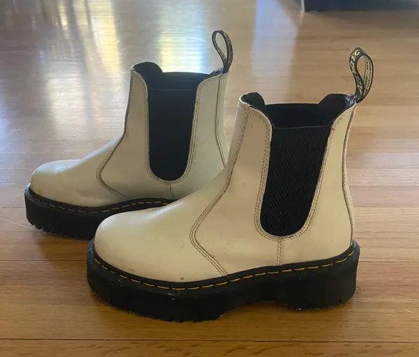 Dr. Martens White Platform Chelsea Boots - Image 2