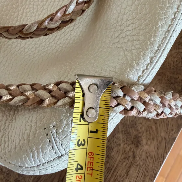 Brighton‎ Barbardos Cream Pebble Leather Braided Strap Shoulder Bag Artisan Boho - Image 12