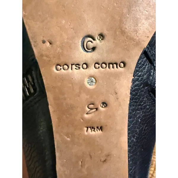 Corso Como Black Pebbled Leather Wedge Knee‎ High Tall Boots Womens 7.5 M - Image 7