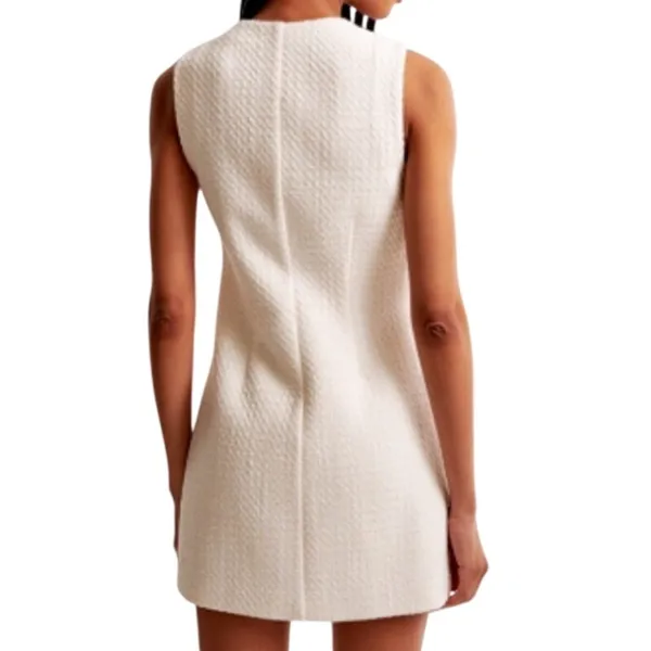 Abercrombie & Fitch Mara Tweed Zip-Up Mini Dress Cream Tweed Womens Large - Image 8