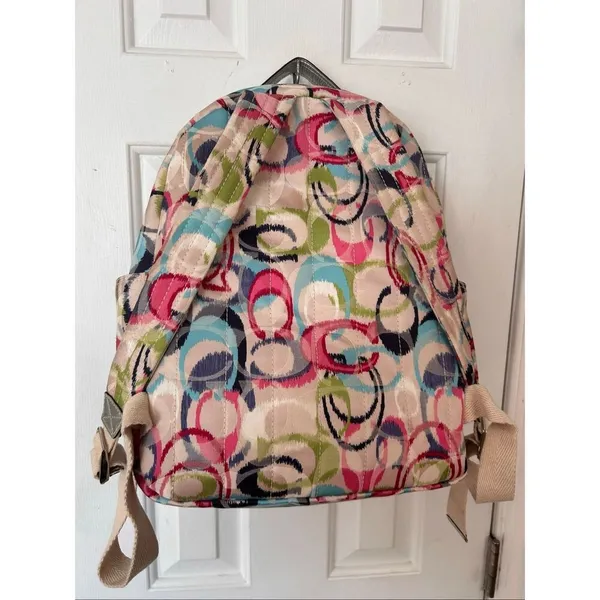 Coach Backpack Poppy Ikat Multicolor Silver Large - Image 4