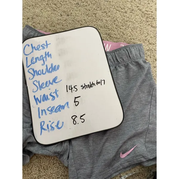 Nike Shorts Women's Small Dri Fit Running Gray Pink Logo Waistband Inseam 5" - Image 9
