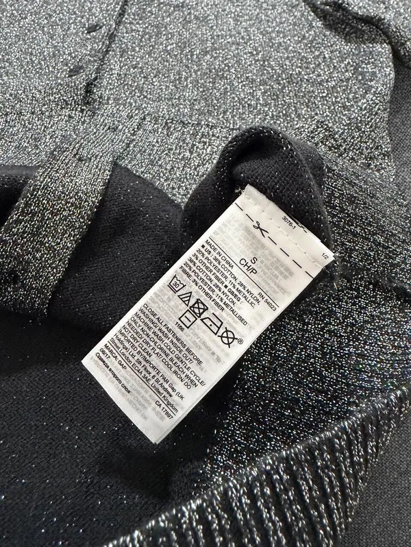 Gap Black Silver Metallic Sparkle Button Front Cardigan - Image 5
