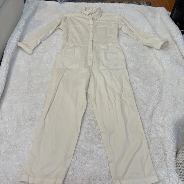 Billabong Womens Keepin It Real Utility Jumpsuit White Cottage Chic Utility Sz M - Image 2